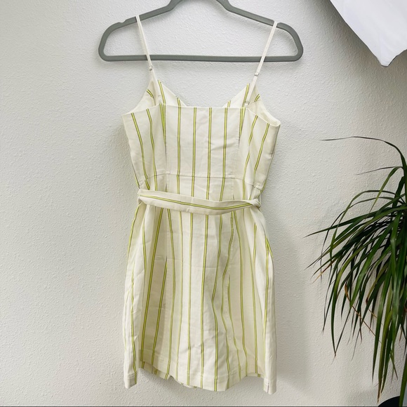Banana Republic white dress with starps, green stripes, button down,linen cotton - Picture 8 of 11